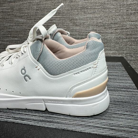 On Cloud Shoes White Leather On The Roger Advantage Low 48.99454 Womens 10 - Picture 2 of 15